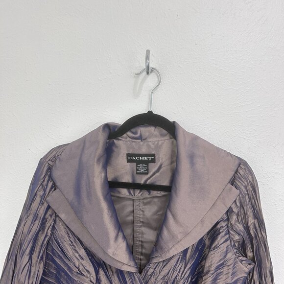 Vintage Y2K Cachet Iridescence Crossover Wrap Top Purple Size 12 Party Holiday - Picture 2 of 11